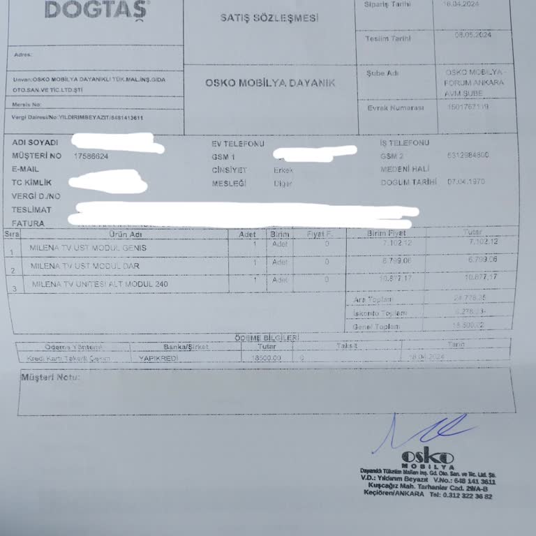 Doğtaş Mobilya Urunu Teslim Etmiyor