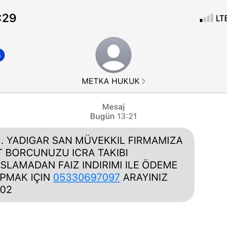 Metka Hukuk (SMS) Haksız İcra Tehdidi Ve Kişisel Verilerin İzinsiz Kullanımı