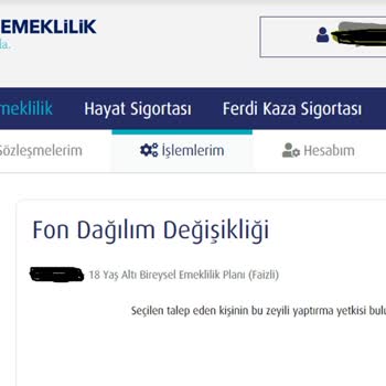 Türkiye Hayat Emeklilik Kurum Dışı Fon Değişikliği Problemi