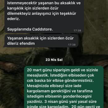 Caddstore Hatalı Ürün Gönderimi Ve İade Sorunu