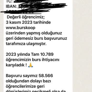 Bursa Büyükşehir Belediyesi Burskoop Burs Mesajı