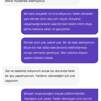 Getir Teslim Almadığım Paketin İadesini Yapmıyor.