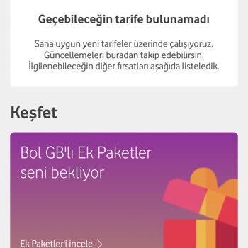 Vodafone Tarife Değişikliği Yapamıyorum