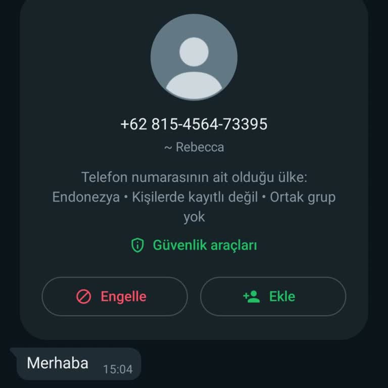 WhatsApp Bilmediğim Bir +62 Li Bir Numara Mesaj Attı