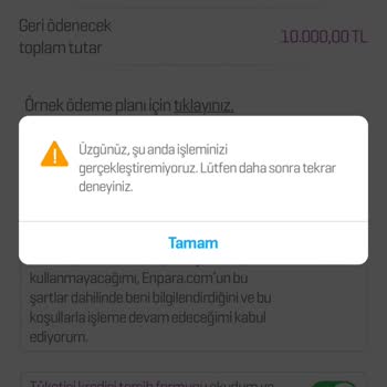 Enpara 10bin Faizsiz Kredi Çekme Hatası