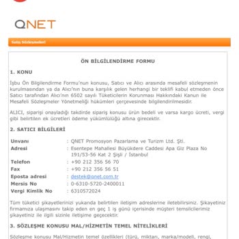 QNET Promosyon Tatil Paketi Üyeliği Ve İade Talebi