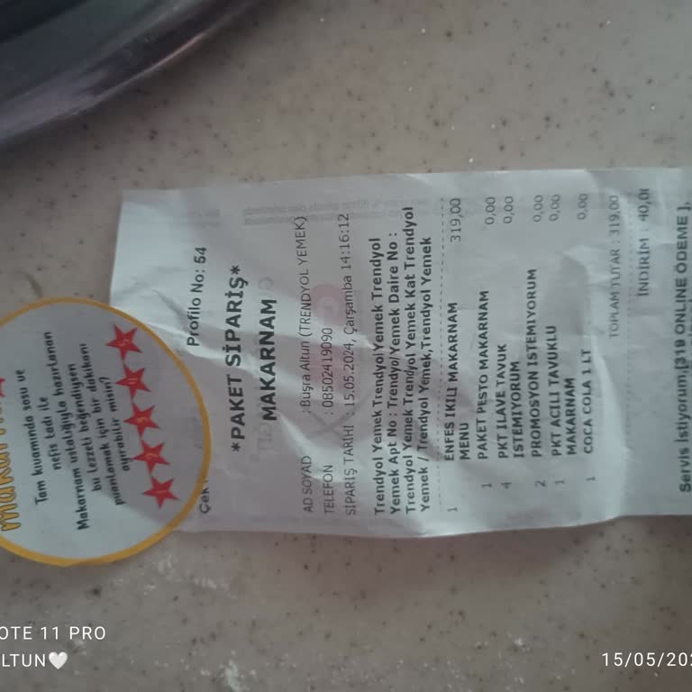Makarnam Gönderdik Dedikleri Sipariş Teslim Edilmedi