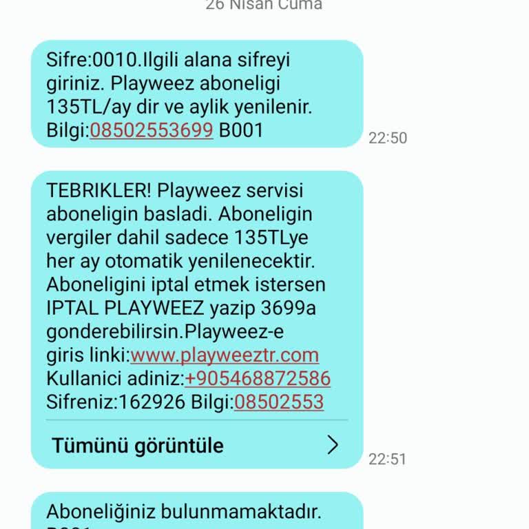 Playweez İznim Olmadan Yapılan Abonelik