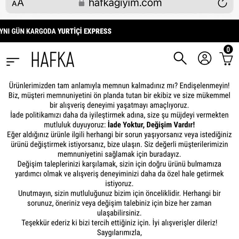 Hafka Giyim İade Almıyor. Bu Yasal Mı?