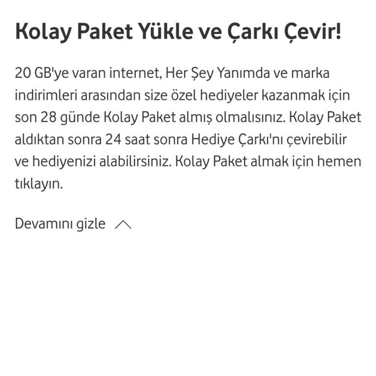 Vodafone Hediye Çark Sorunu