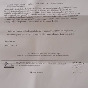 Damat Tween-hatalı Ürünle İlgili Destek Verilmiyor.