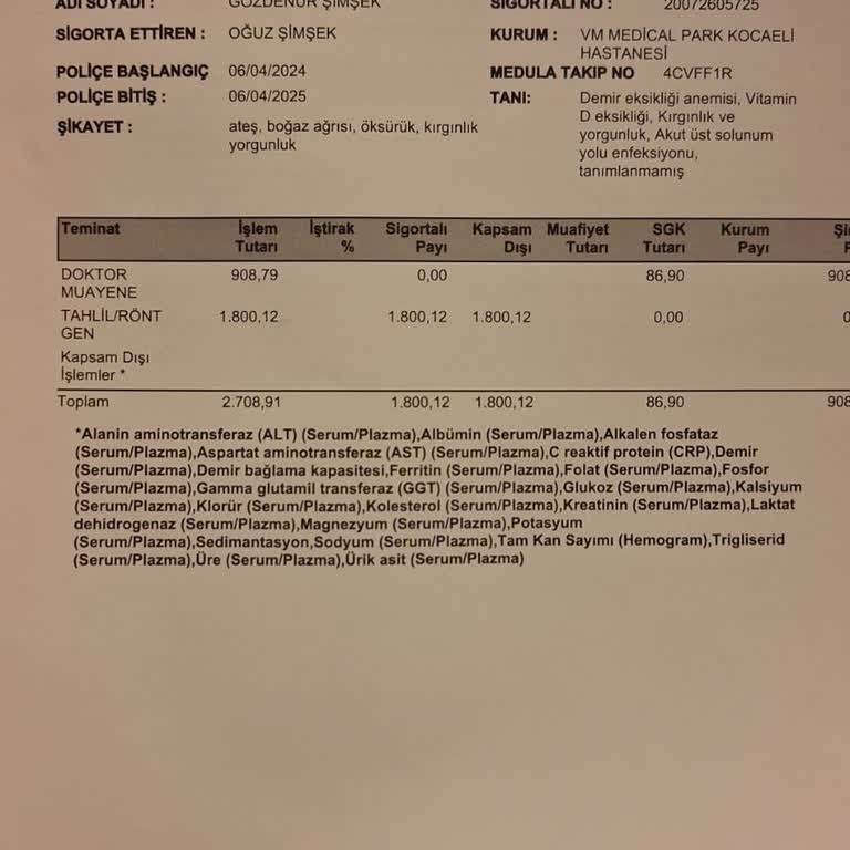 Türkiye Sigorta Basit Bir Tahlil Ücretini Ödemiyor