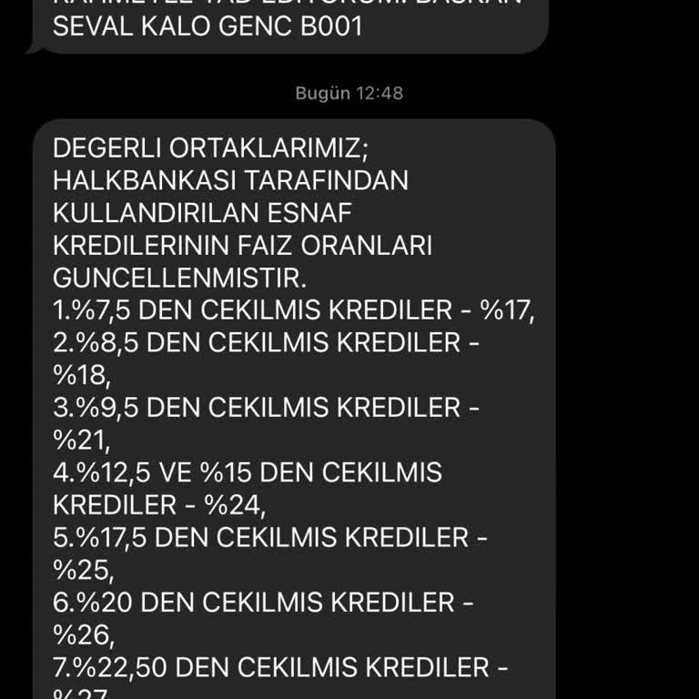 Halkbank'dan Çekilmiş Esnaf Kredisinin Oranının Yeniden Düzenlenmesi