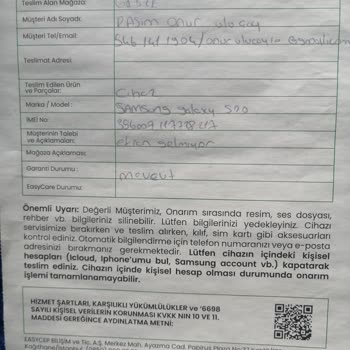 EasyCep Teknik Servis Darbe Düşme Olmamasına Rağmen Kullanıcı Hatası Deniyor