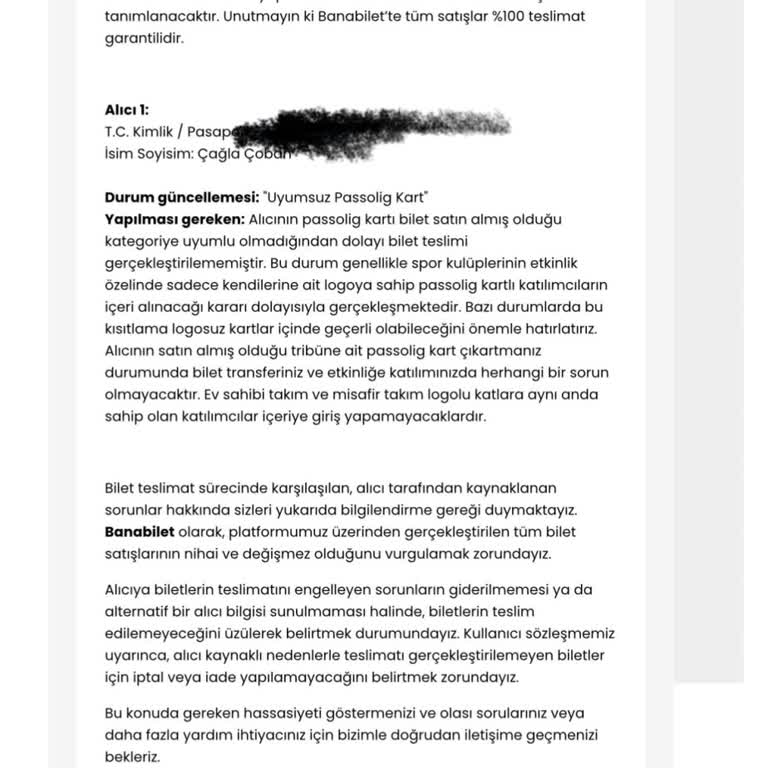 Banabilet 15345 TL Biletimi İptal Etti