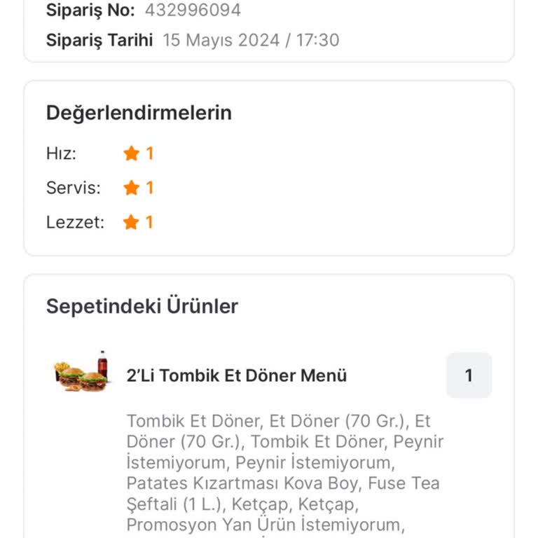 Usta Dönerci Siparişlerini Eksik Gönderiyor