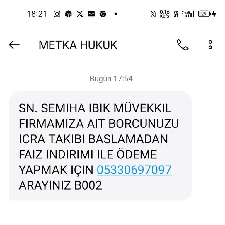 Metka Hukuk (SMS) Haksız İcra İddiası Ve Kişisel Bilgilerin Yanlış Kullanımı