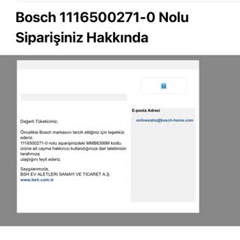 Bosch Ürün İptalinin Yapılmaması