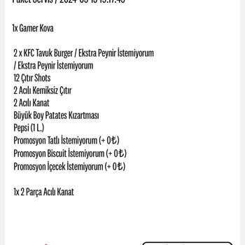 KFC Siparişi Her Zaman Eksik