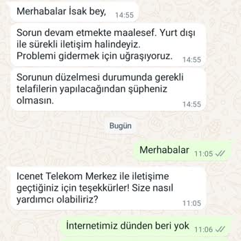 Icenet Telekom Hizmetleri İcenet Pişmanlıktır, Ödemesi Alınan Hizmeti Sağlamıyorlar.
