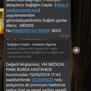 Anadolu Sigorta Tamamlayıcı Sağlık Sigortası Provizyon Reddi