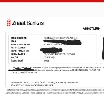 Ziraat Bankası Ziraat Hesabımdan İzinsiz Para Çıkışı