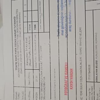 Sixt Başkasının Trafik Cezasını Göndermesi