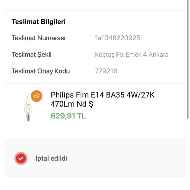 Koçtaş İsteğim Dışında Siparişimi İptal Etti