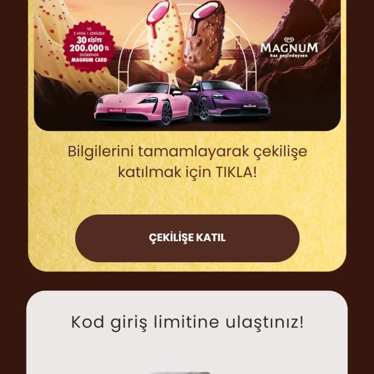 Algida Kazan Uygulamasına Kod Girilmemesi
