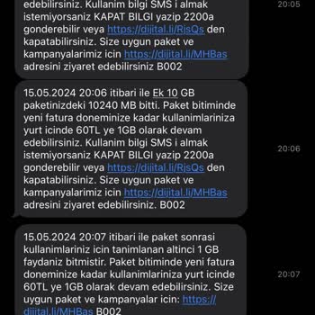 Kullanmadığım İnternet Turkcell Şikayet