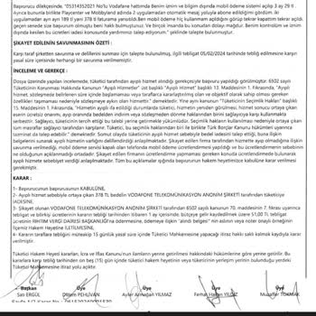 Vodafone Hakem Heyeti Kararını Uygulamıyor.