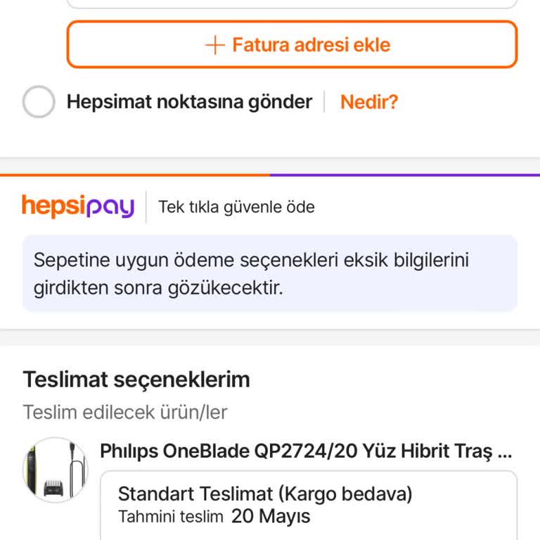 Hepsiburada Eksik Bilgi Hatası