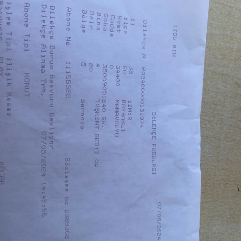 İzmir Belediyesi İzsu Sayaç Bedeli