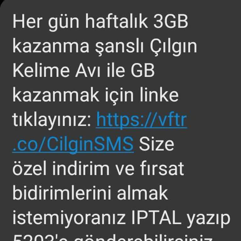 İçeriği Açıklanmayan Vodafone Mesajları