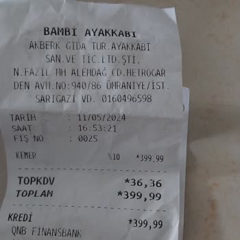 Bambi Ayakkabı İade Kabul Edilmiyor