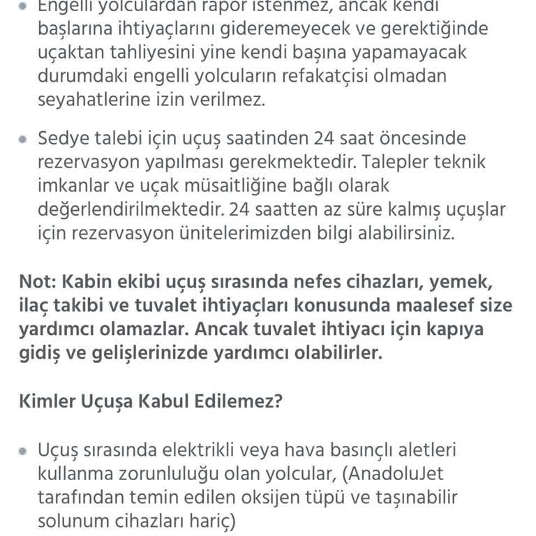 AJet (Anadolu Jet) Uçuşa Kabul Edilmeme