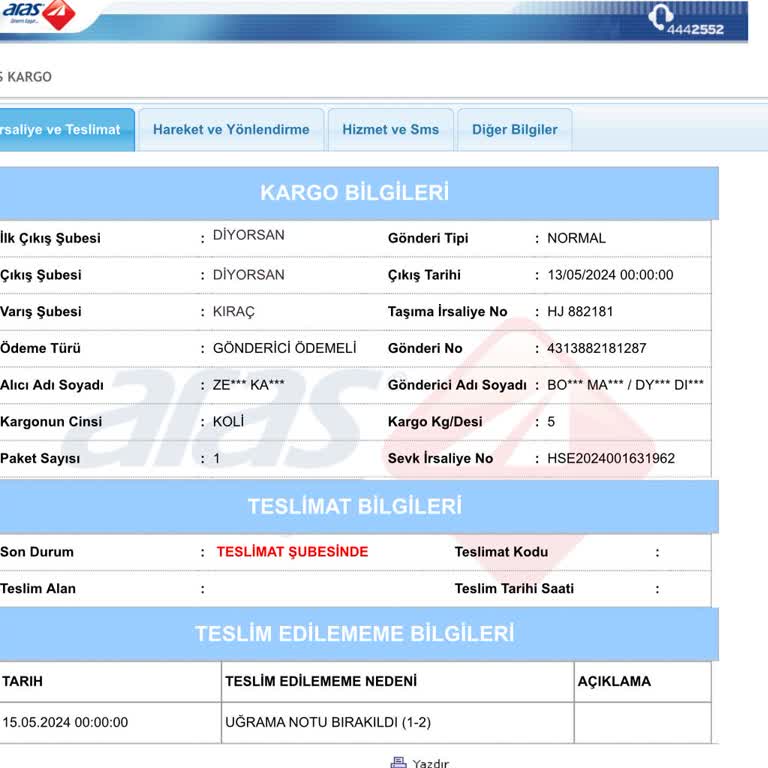 Aras Kargo Mesai Saatlerinde Kamu Kurumunun Kapalı Olduğunu Söylüyor