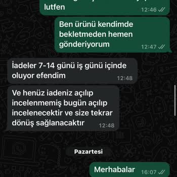 OZSARICAM Para İadem On Gün Oldu Hala Yapılmıyor Mesajlarıma Geç Dönüş Yapılıyor