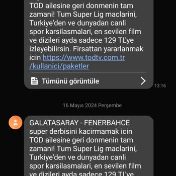 Tod TV Hukuk Tanımaksızın SMS Gönderimine Devam Ediyor.