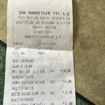 Şok Market Faturadaki Rakamlar Okunmuyor