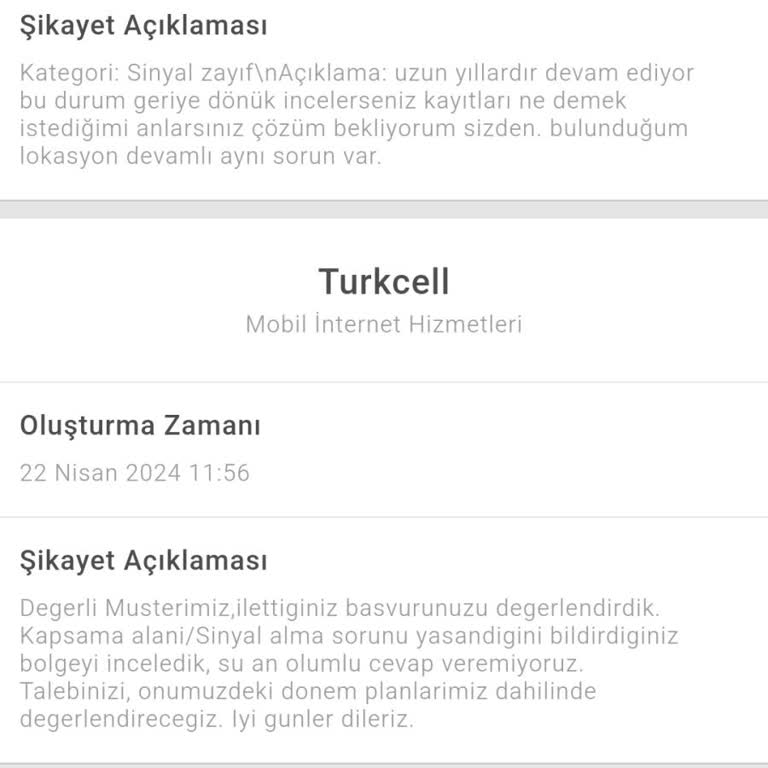 Turkcell Mobil Sinyal Zayıf...
