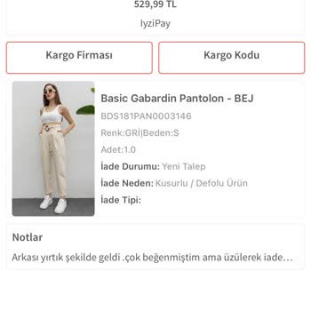 Deniz Butik İade İşleminde Eksik Tutar Yatırılması