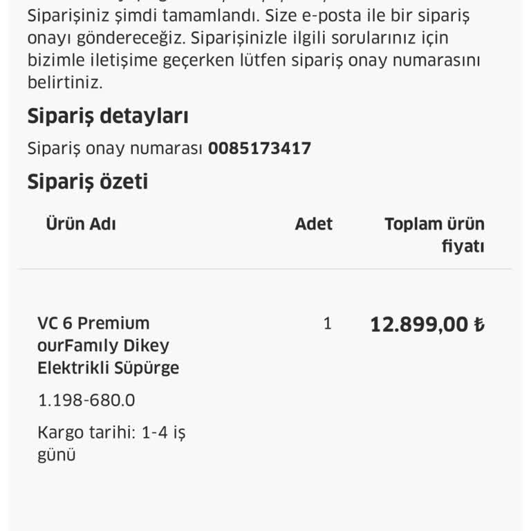 Karcher Almış Olduğum Ürün Gönderilmedi.