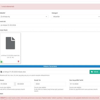 E-Mükellef (emukellef.com.tr) E-mükellef Yazılımında Evrak Yükleme Ve Destek Sorunları