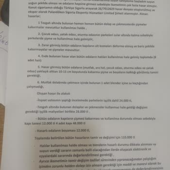 Türkiye Sigorta Konut Hasarına İtiraz