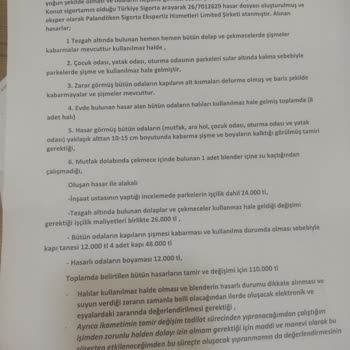 Türkiye Sigorta Konut Hasarına İtiraz