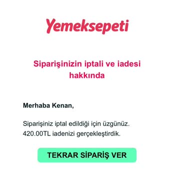 Yemek Sepeti Pişmanlık