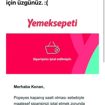 Yemek Sepeti Pişmanlık