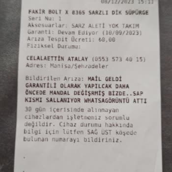 Fakir Ev Aletleri Sürekli Arızalanan Şarjlı Süpürge Sorunu