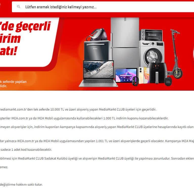 Media Markt IKEA İndirim Kuponum Gelmedi